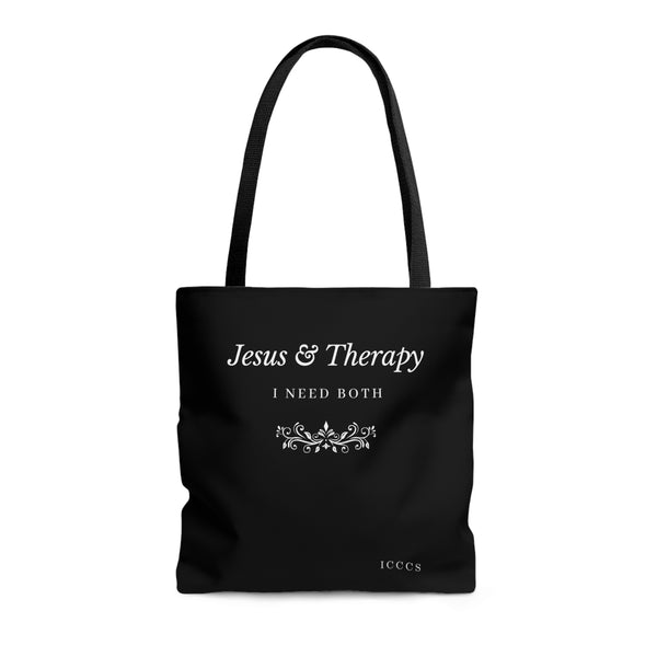 Jesus & Therapy AOP Tote Bag