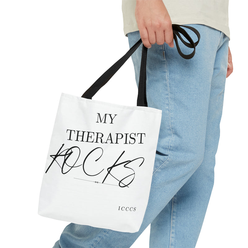 My Therapist Rocks AOP Tote Bag