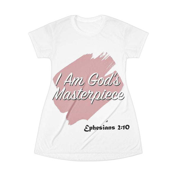 I am God’s Masterpiece (Ephesians 2:10)- T-shirt Dress- White