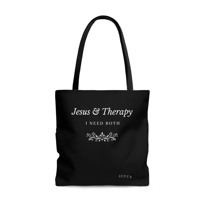 Jesus & Therapy AOP Tote Bag