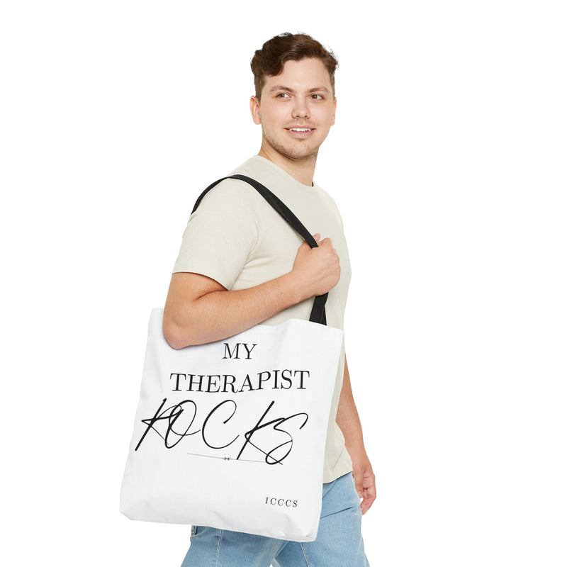 My Therapist Rocks AOP Tote Bag