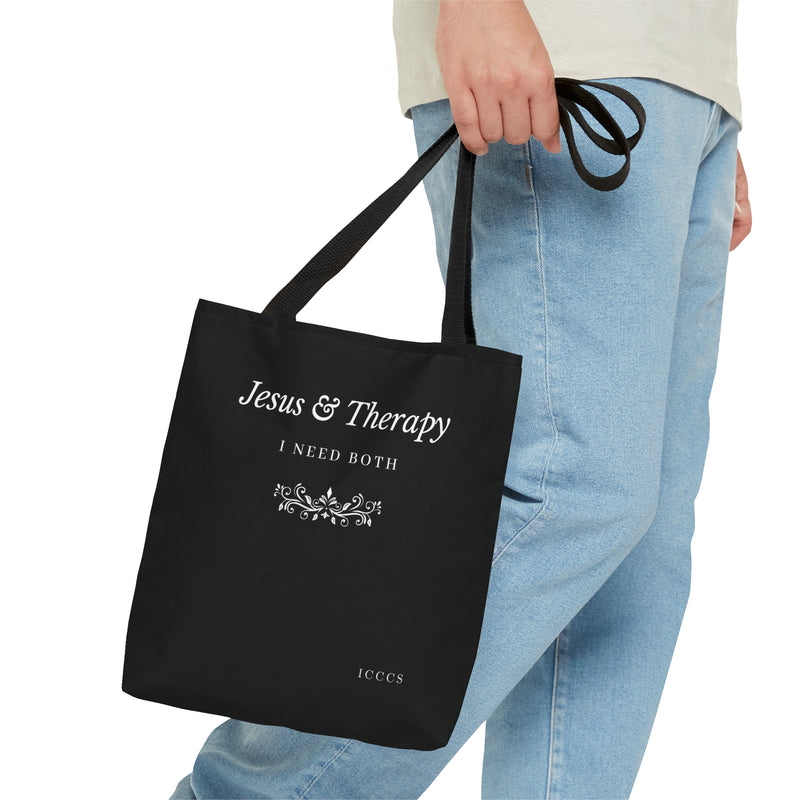 Jesus & Therapy AOP Tote Bag