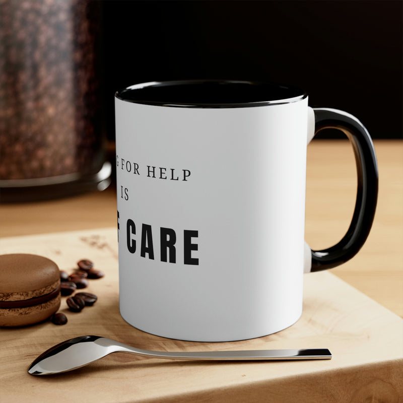 Asking for Help Is Self Care Accent Coffee Mug, 11oz