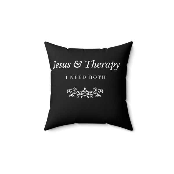 Jesus & Therapy Spun Polyester Square Pillow