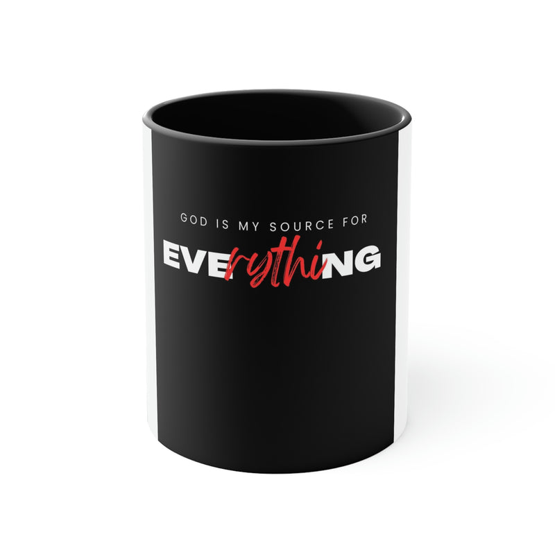 God is My Source For Everything Accent Coffee Mug, 11oz