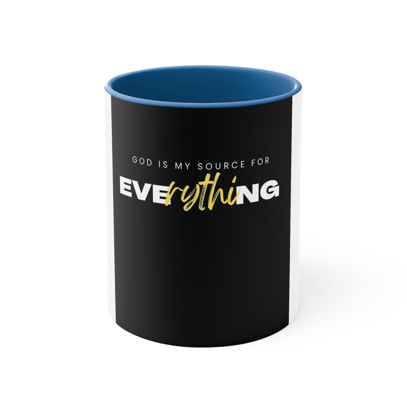 God is My Source For Everything Accent Coffee Mug, 11oz