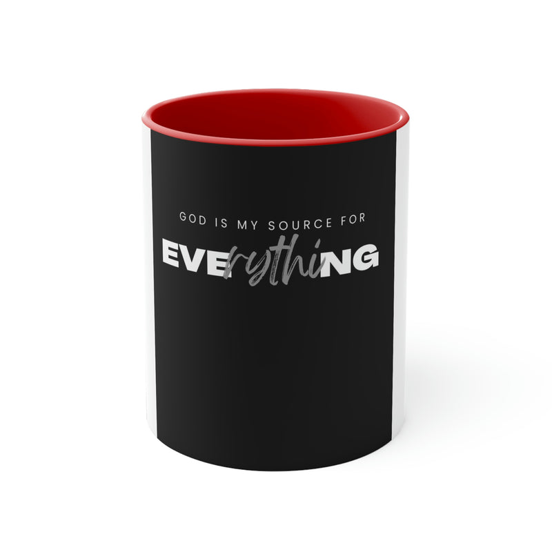 God is My Source For Everything Accent Coffee Mug, 11oz