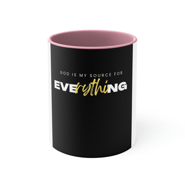 God is My Source For Everything Accent Coffee Mug, 11oz