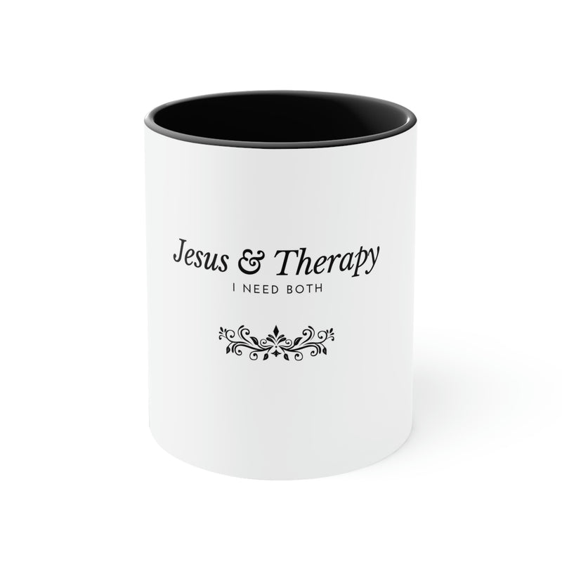 Jesus & Therapy – I Need Both Accent Coffee Mug, 11oz