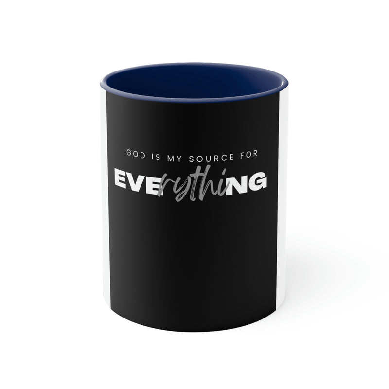 God is My Source For Everything Accent Coffee Mug, 11oz